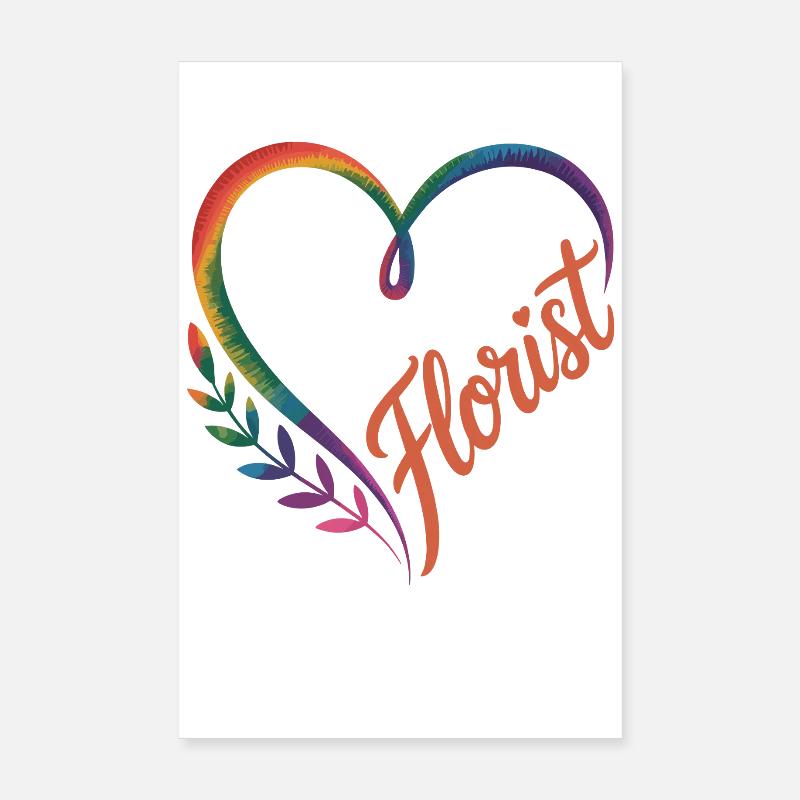 Fleuriste Buntes Herz avec fleuriste Poster 20 x 30 cm