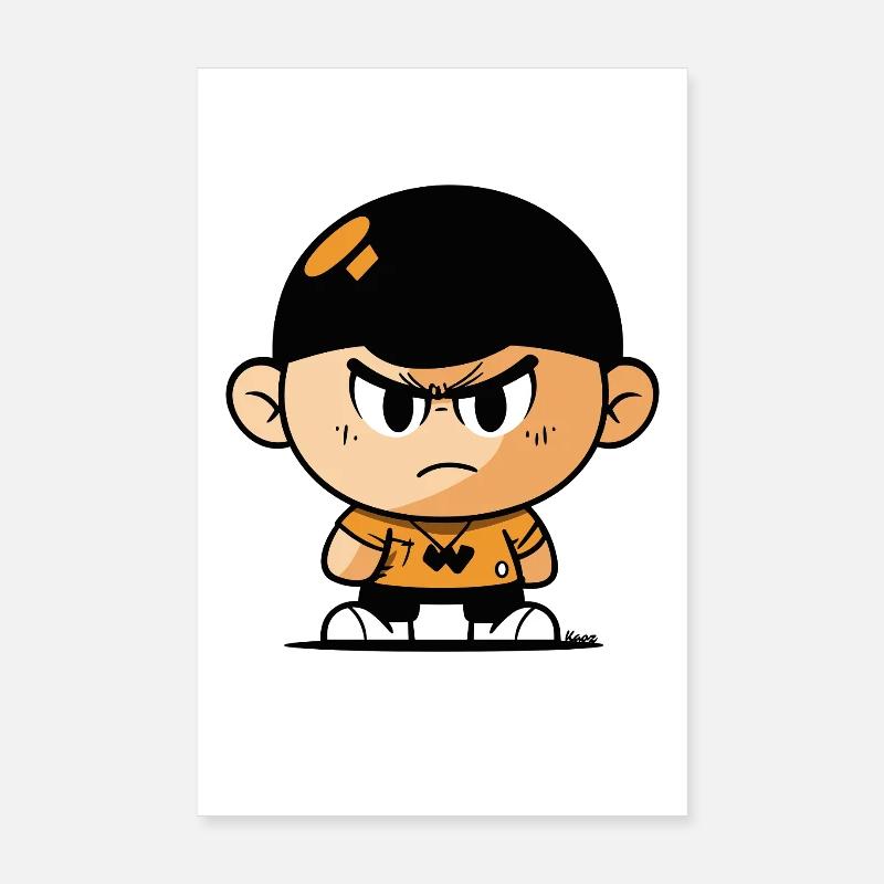 Illustration de garçon de dessin animé féroce Poster 20 x 30 cm