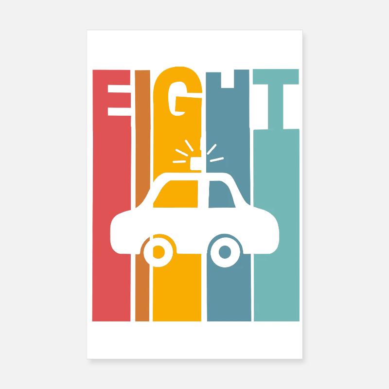 8. Geburtstag Polizei Poster 20x30 cm