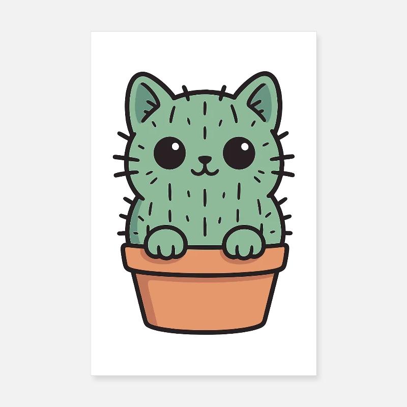 Conception de chaton cactus mignon Poster 20 x 30 cm