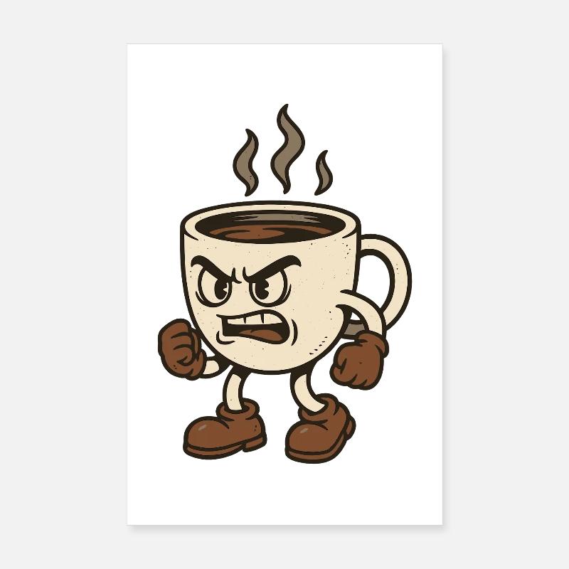Empfindlicher Kaffeebecher mit Kampfpose Poster 20x30 cm