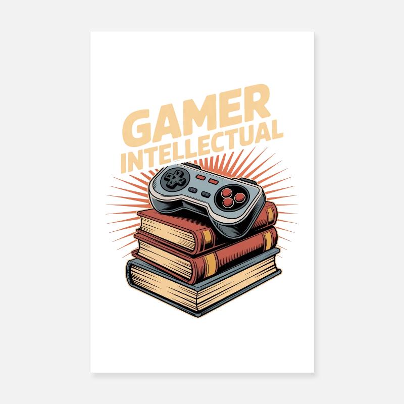 Gamer Intellectual Controller Book Stack Poster 8" x 12" (20x30 cm)