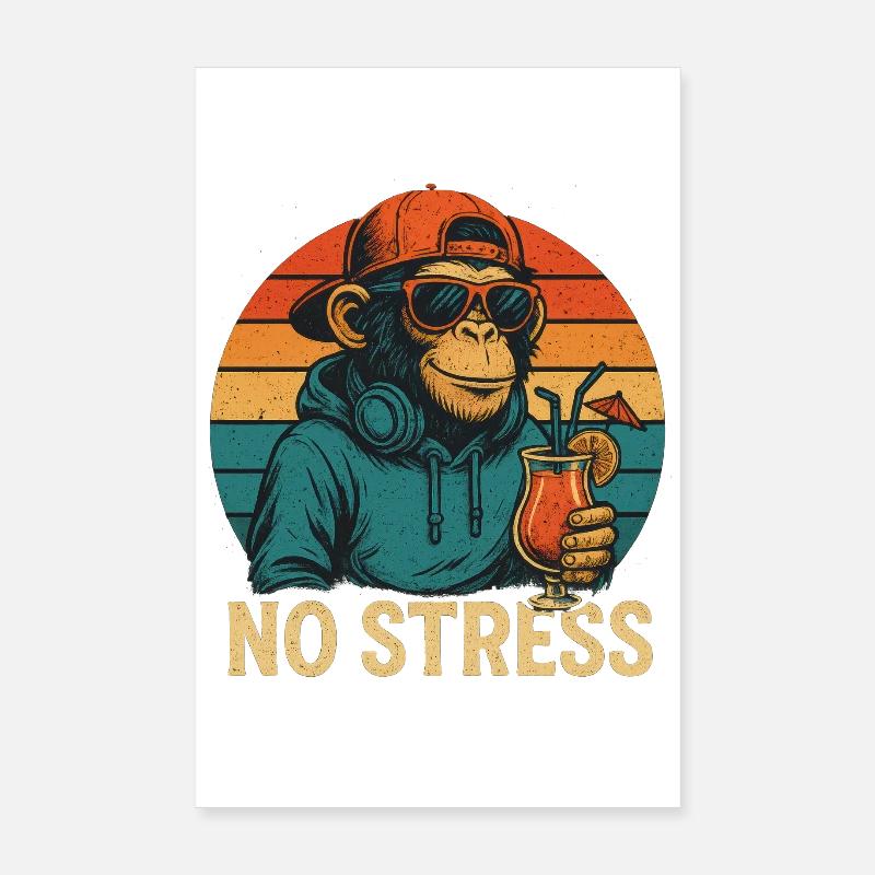 No Stress - Affe Poster 20x30 cm