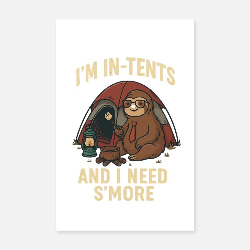 Faultier Camping  Poster 20x30 cm