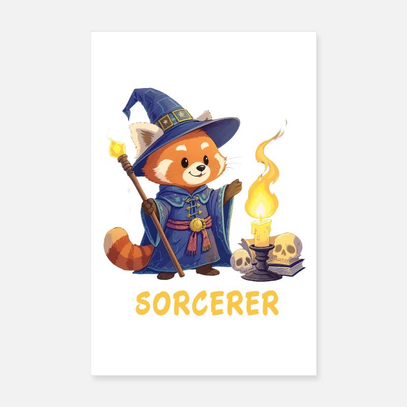 Magicien Panda Rouge – Dessin animé du Sorcier Poster 20 x 30 cm