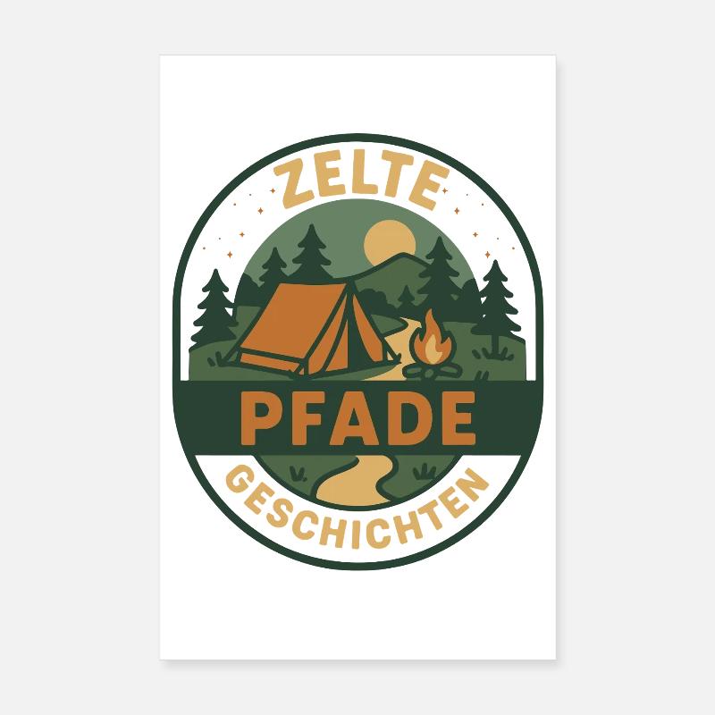 Zelte Pfade Geschichten Camping Design Poster 20x30 cm