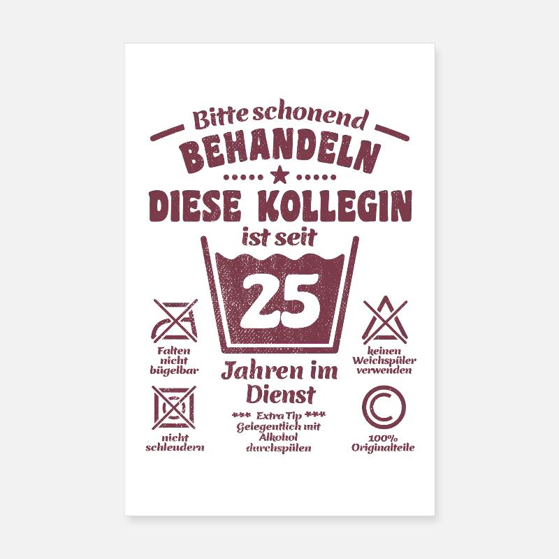 25 ans de service - Traiter avec douceur - Collègue Poster 20 x 30 cm