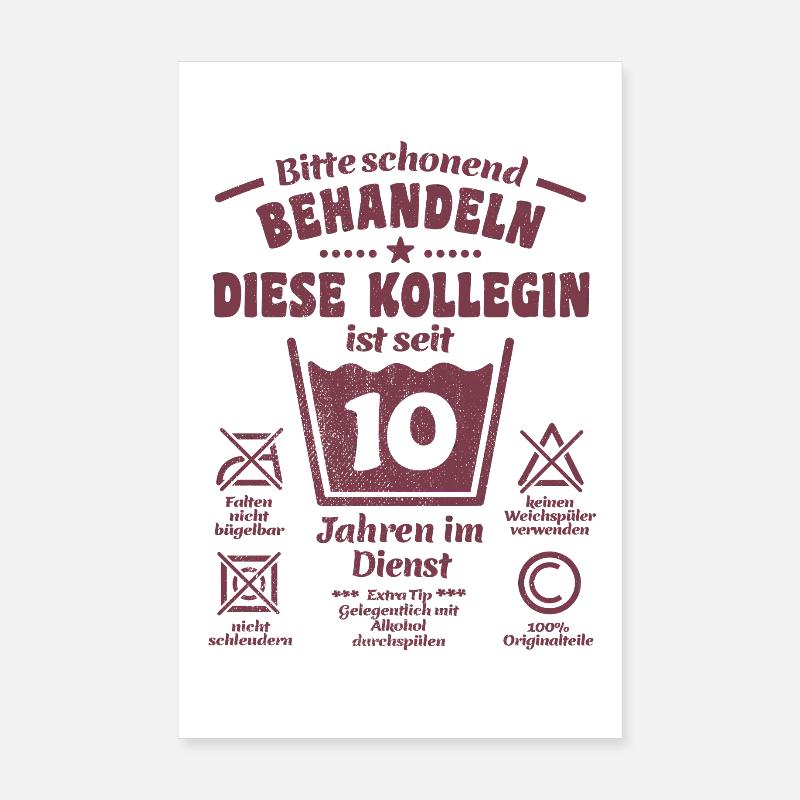 10 ans de service - Traiter avec douceur - Collègue Poster 20 x 30 cm