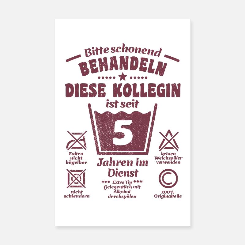 5 ans de service - Traiter avec douceur - Collègue Poster 20 x 30 cm