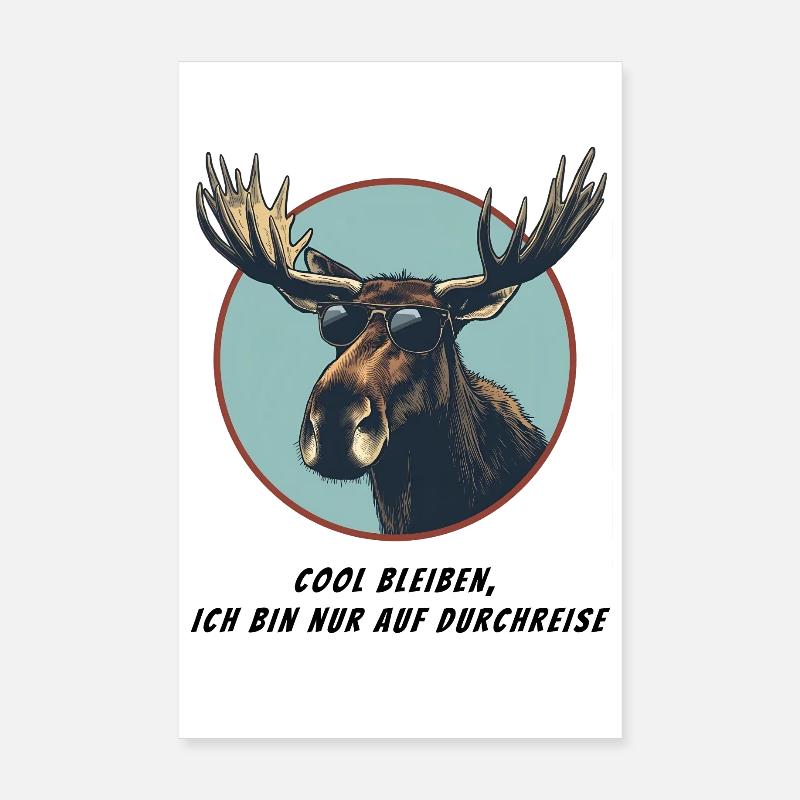 Moose Emil - juste de passage Poster 20 x 30 cm