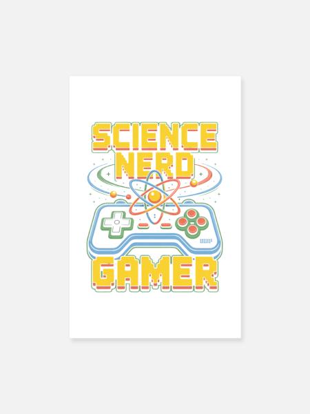 Science Nerd Gamer Atom Controller Wissenschaft - Poster 20x30 cm - Weiß - Vorne