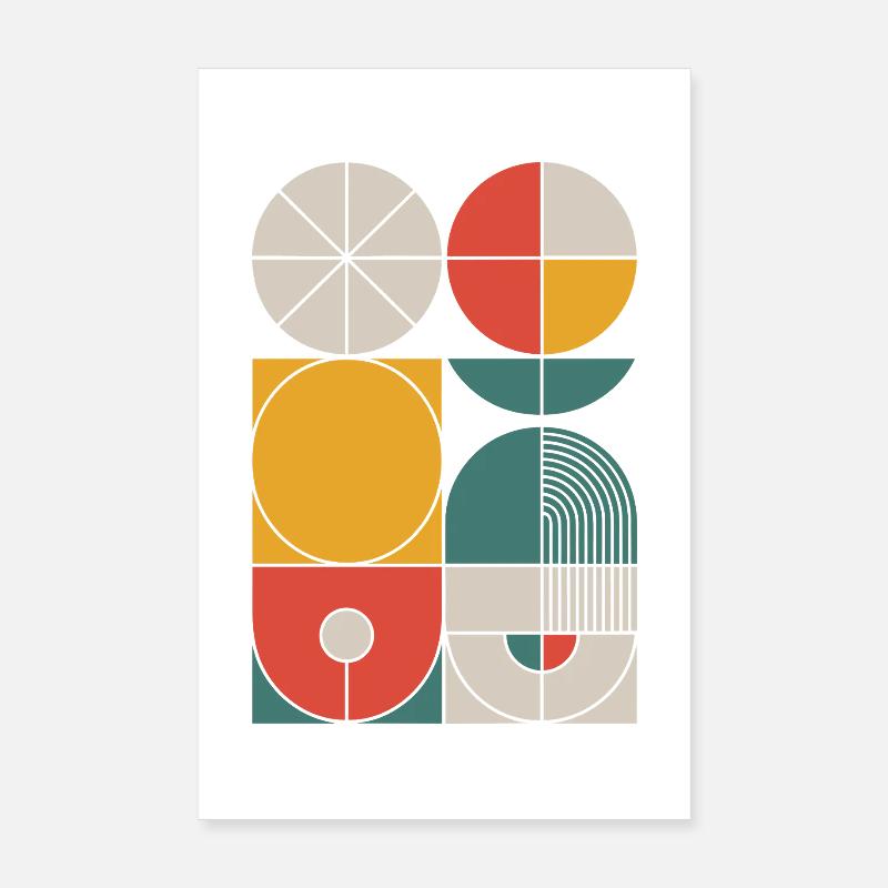 Bauhaus Geometric Shapes Composition Poster 8" x 12" (20x30 cm)