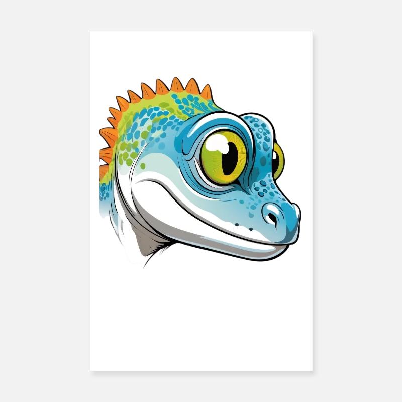 Conception de dessin animé Geko coloré Poster 20 x 30 cm