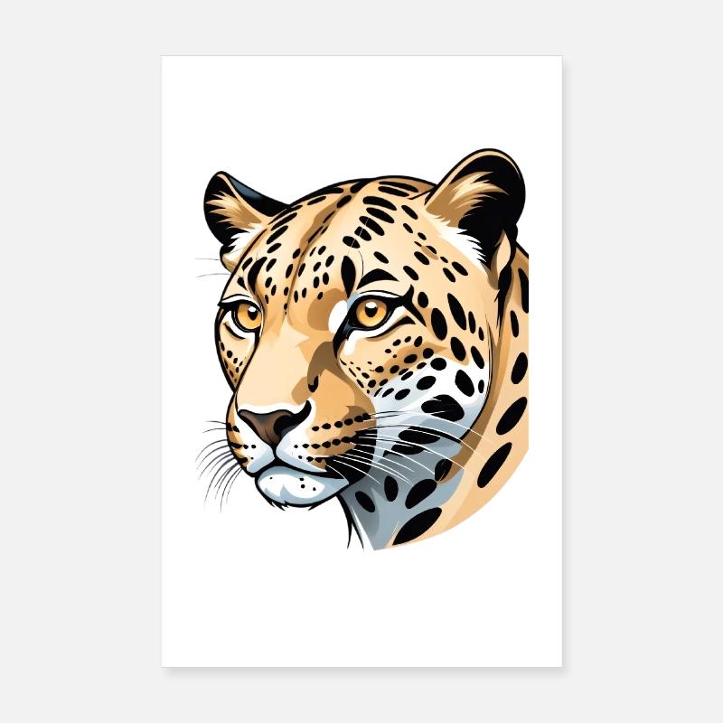 Illustration élégante de tête de guépard Poster 20 x 30 cm