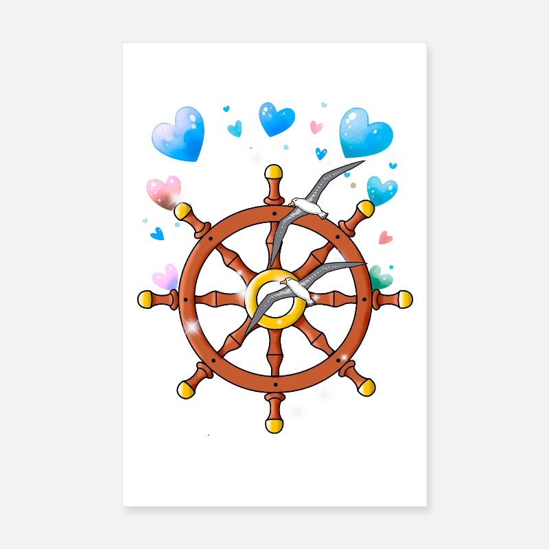 Volant seagulls maritime Poster 20 x 30 cm