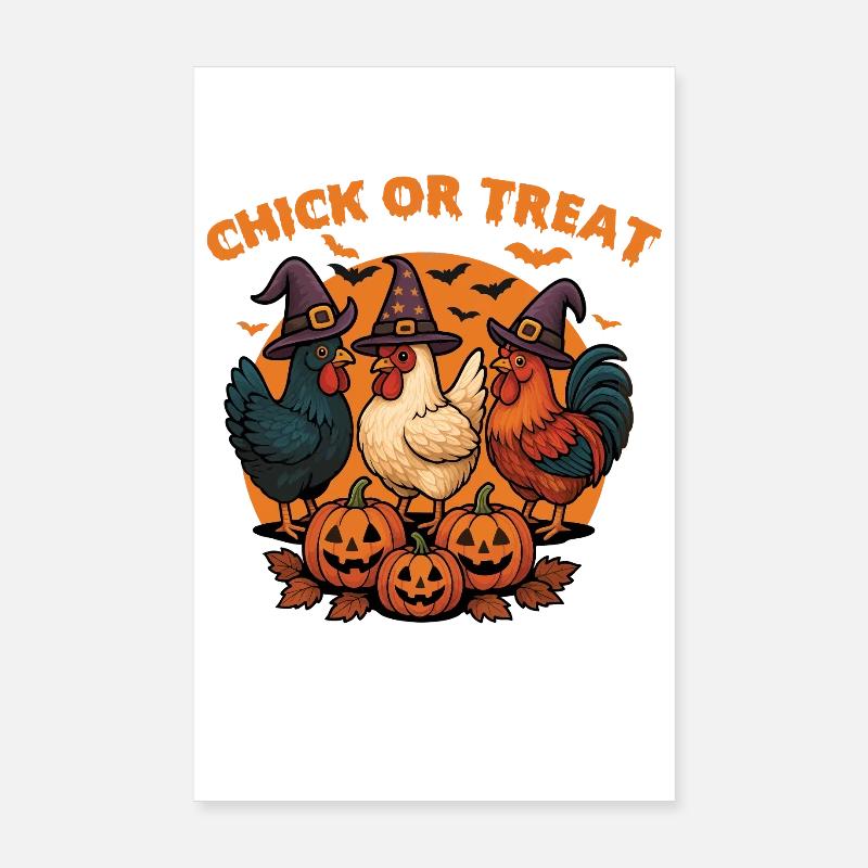 Küken oder Leckerli Gruseliges Halloween-Huhn Poster 20x30 cm