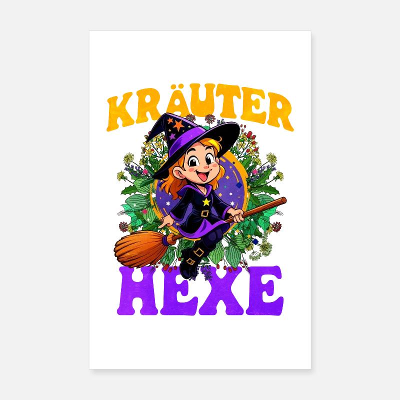 Witch with herbs and magic wand Poster 8" x 12" (20x30 cm)