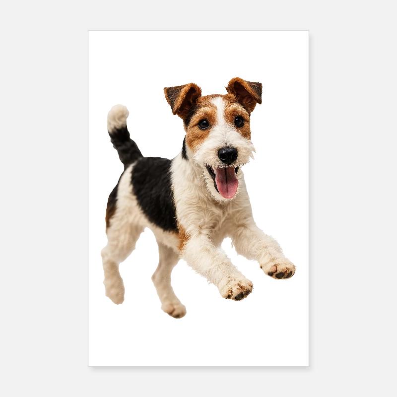 Playful Fox Terrier Dog Poster 8" x 12" (20x30 cm)