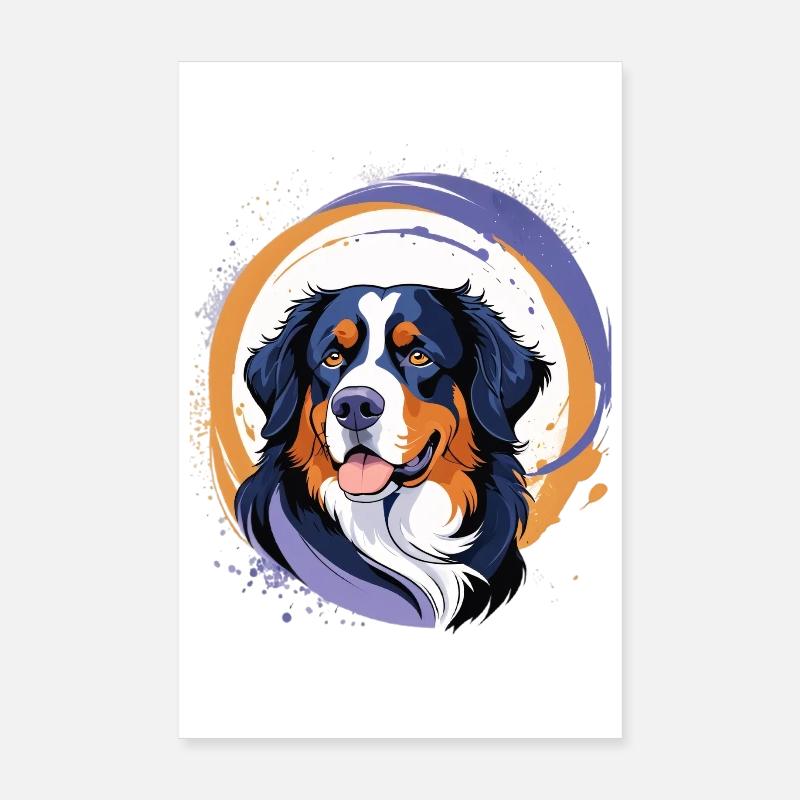 Berner Sennenhund mit lebendigen Farben Poster 20x30 cm