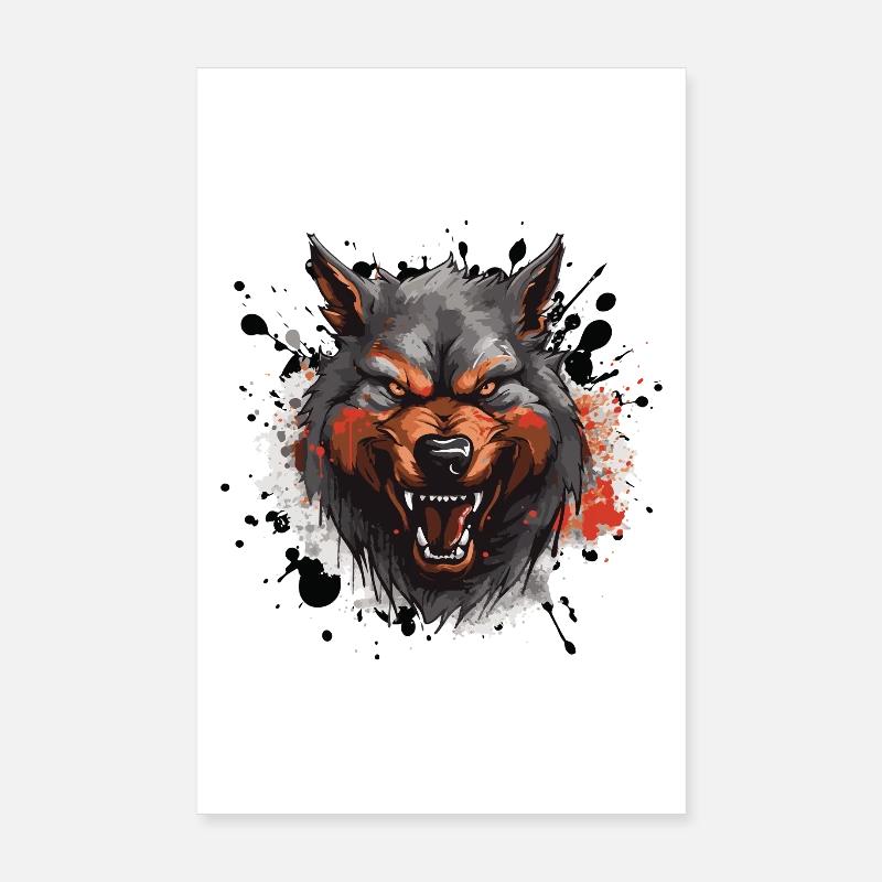 Wolf Tier - Poster 20x30 cm - Weiß