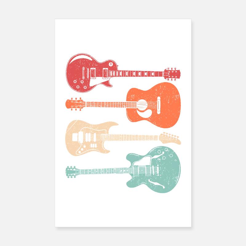 Guitariste acoustique de style rétro cool Poster 20 x 30 cm