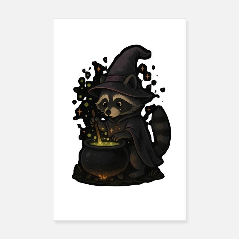 Magic raccoon as a witch with magic potion Poster 8" x 12" (20x30 cm)