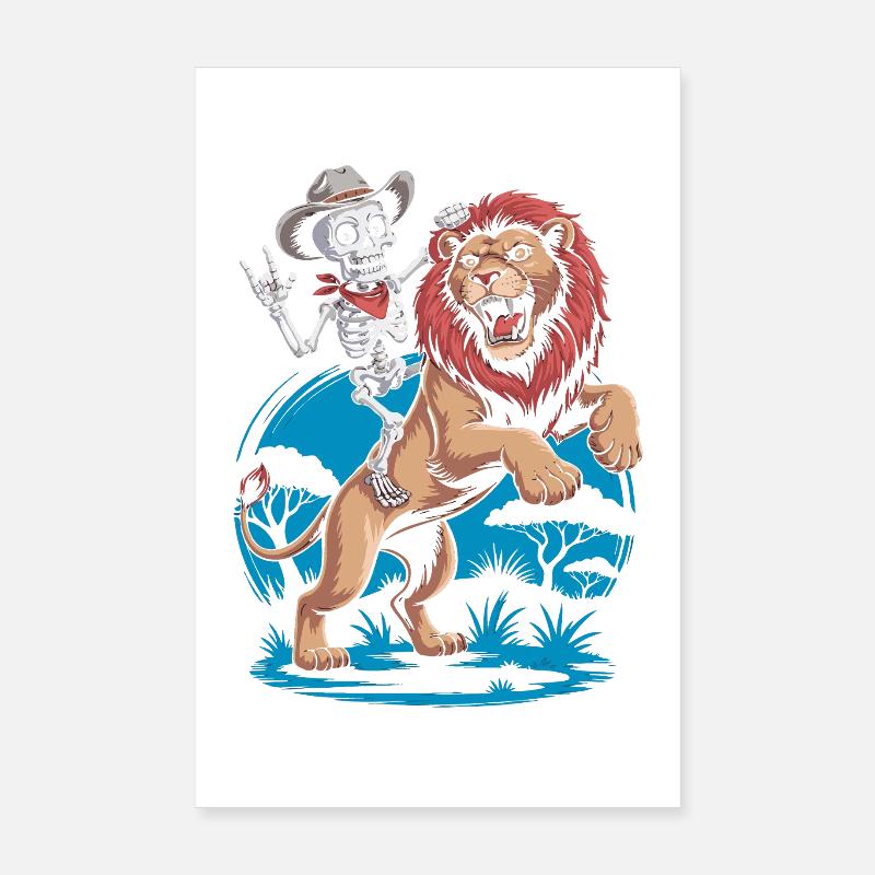 Conception d’aventure de lions et de squelettes Poster 20 x 30 cm