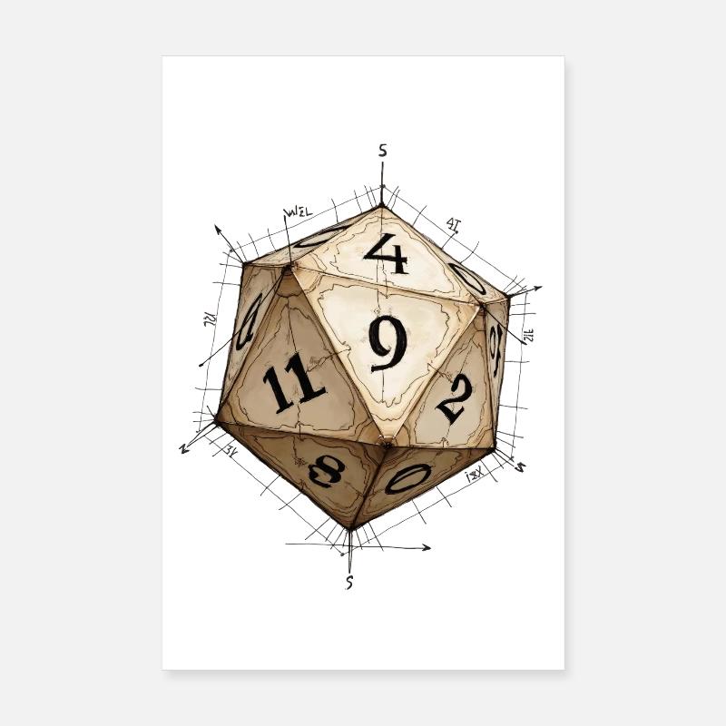 Cube D11 – Plan dessiné de dessins animés Poster 20 x 30 cm