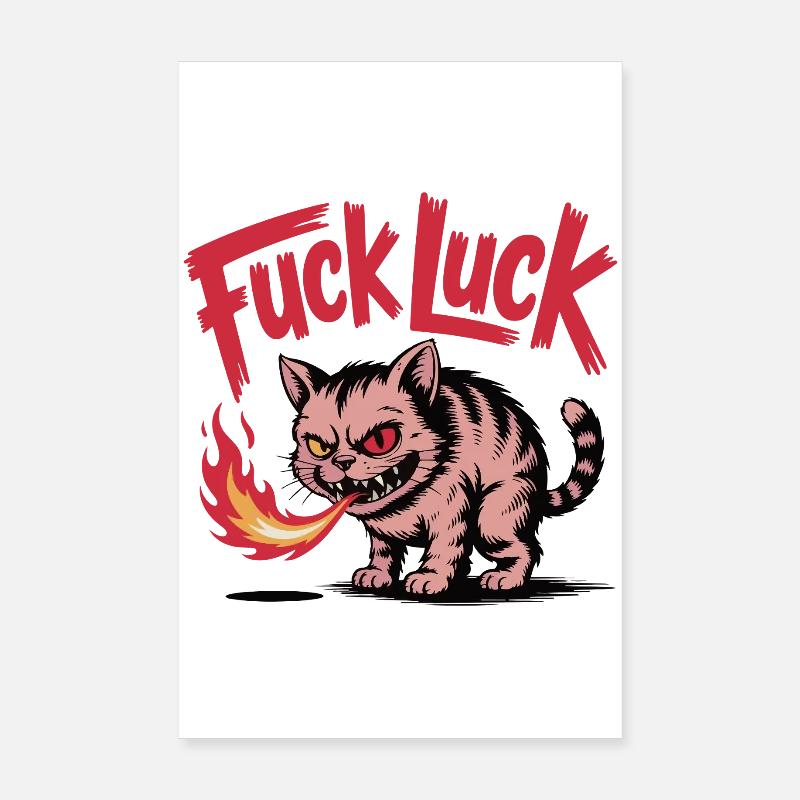 Fiery Cat with Bold Text Design Poster 8" x 12" (20x30 cm)