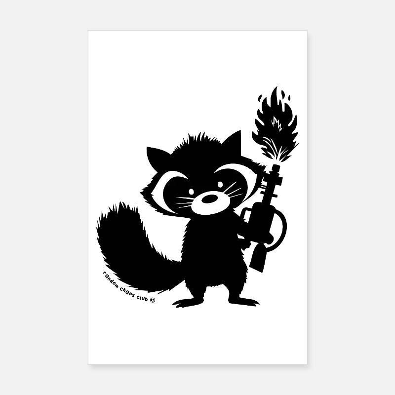 Conception de raton laveur déséquilibré - Humour noir Trash Panda A - Poster 20 x 30 cm - blanc