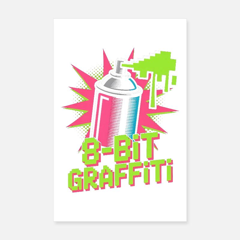 8-Bit Graffiti Pop Culture Retro Video Game Poster 8" x 12" (20x30 cm)