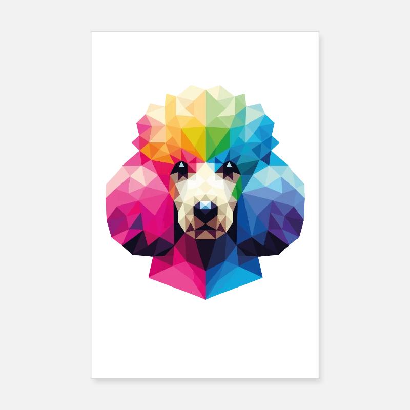 Bunter geometrischer Pudel im polygonalen Stil Poster 20x30 cm
