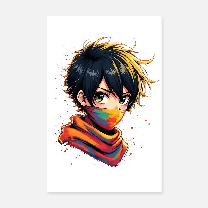 Colored ninja with masquerade Poster 8" x 12" (20x30 cm)