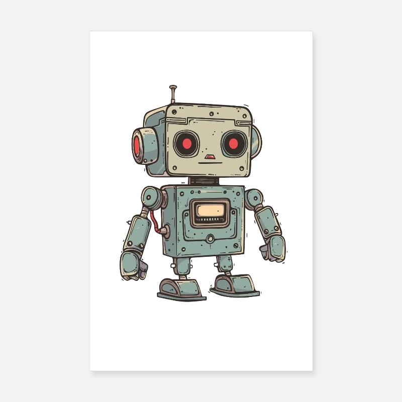 Illustration de robot rétro pour les passionnés de technologie Poster 20 x 30 cm