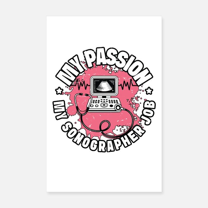 Échographiste Ma passion Mon échographie Poster 20 x 30 cm