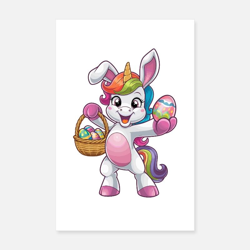 Happy Unicorn Easter Egg Hunt Adventure Poster 20 x 30 cm