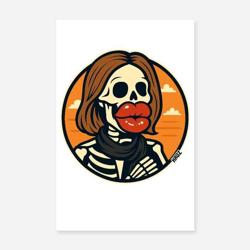 Skeleton with red lips Poster 8" x 12" (20x30 cm)