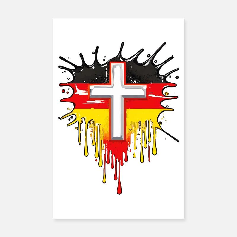 CROIX CHRÉTIENNE DRAPEAU ALLEMAND Poster 20 x 30 cm