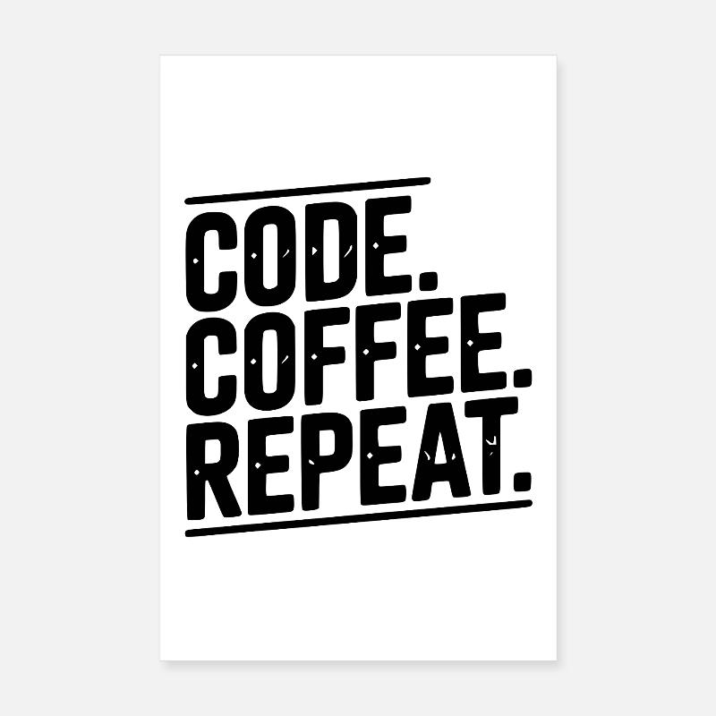 Code Kaffee-Wiederholung Poster 20x30 cm