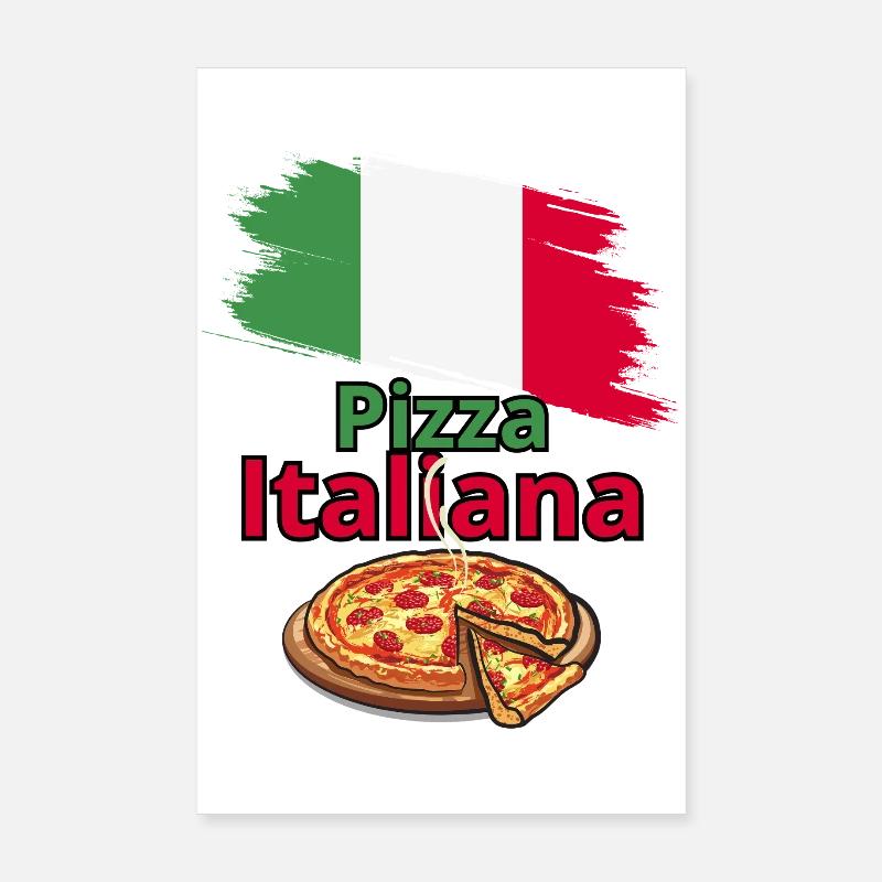 Design de pizza italienne avec drapeau Poster 20 x 30 cm