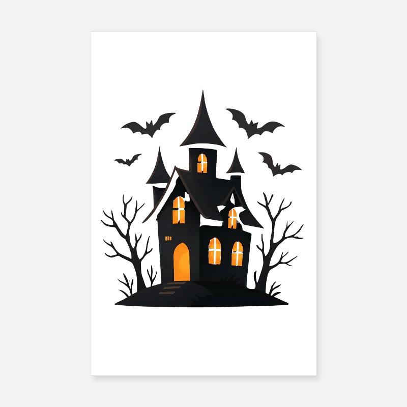 Haunted castle with shimmering windows Poster 8" x 12" (20x30 cm)