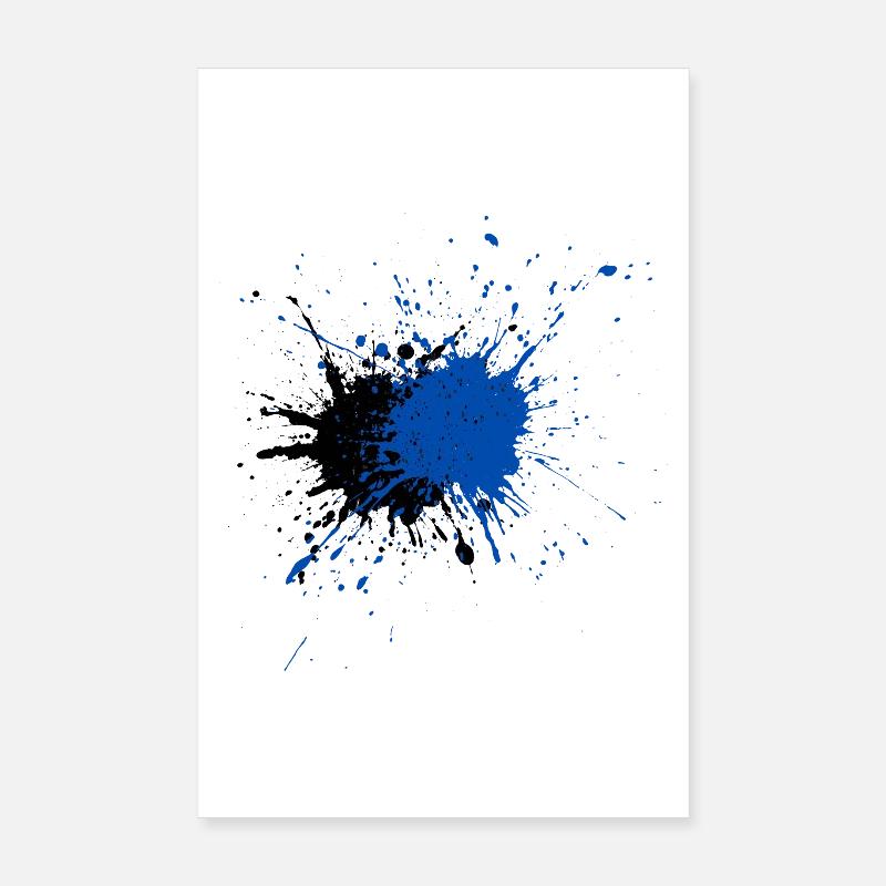 Kreativer blauer Farbspritzer Druck Poster 20x30 cm