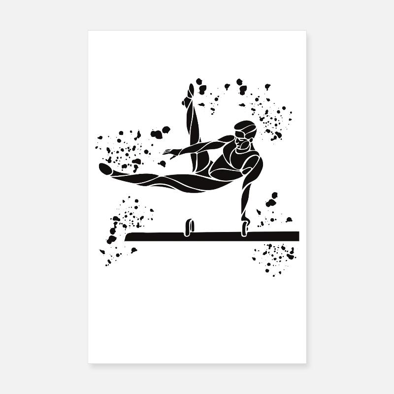 Kunstturnen Pauschenpferd Turner - Poster 20x30 cm - Weiß