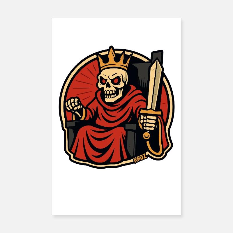 Roi squelette avec épée Poster 20 x 30 cm