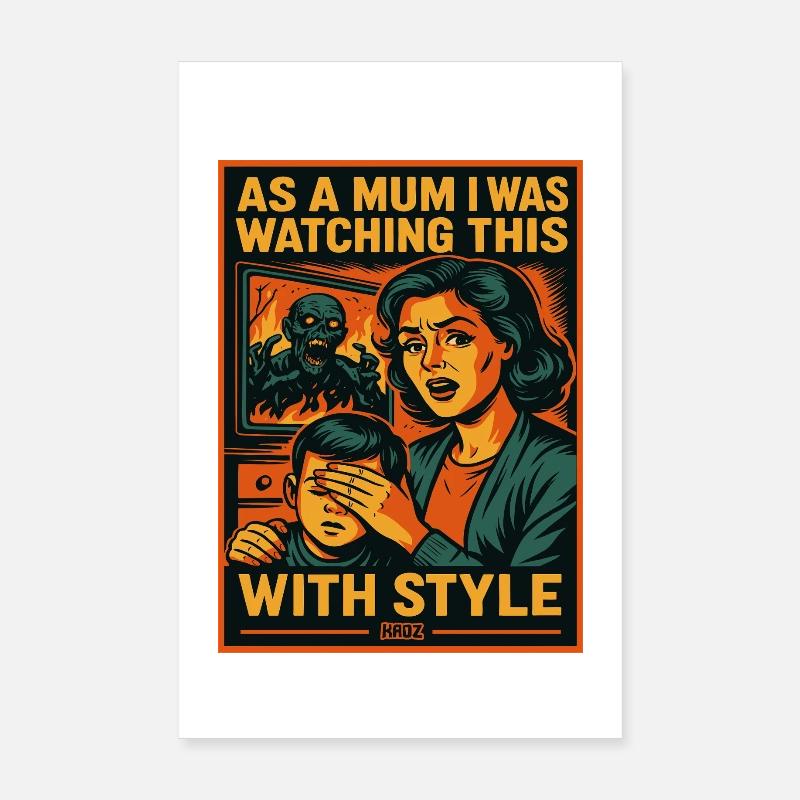 Mère dans le style de bande dessinée rétro d’horreur Poster 20 x 30 cm