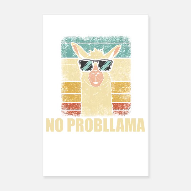 Kein Probllama Lustiges Retro-Lama Poster 20x30 cm