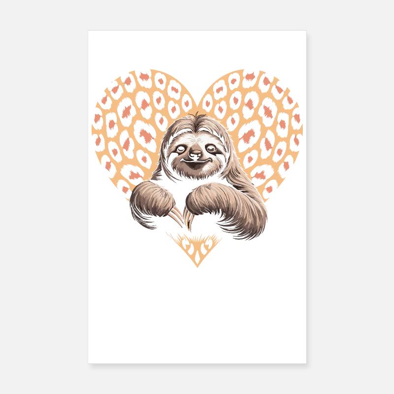 Sloth with Leo Pattern Poster 8" x 12" (20x30 cm)