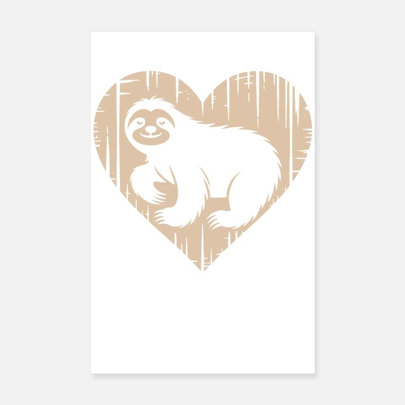 Cute Sloth Heart Design Poster 8" x 12" (20x30 cm)