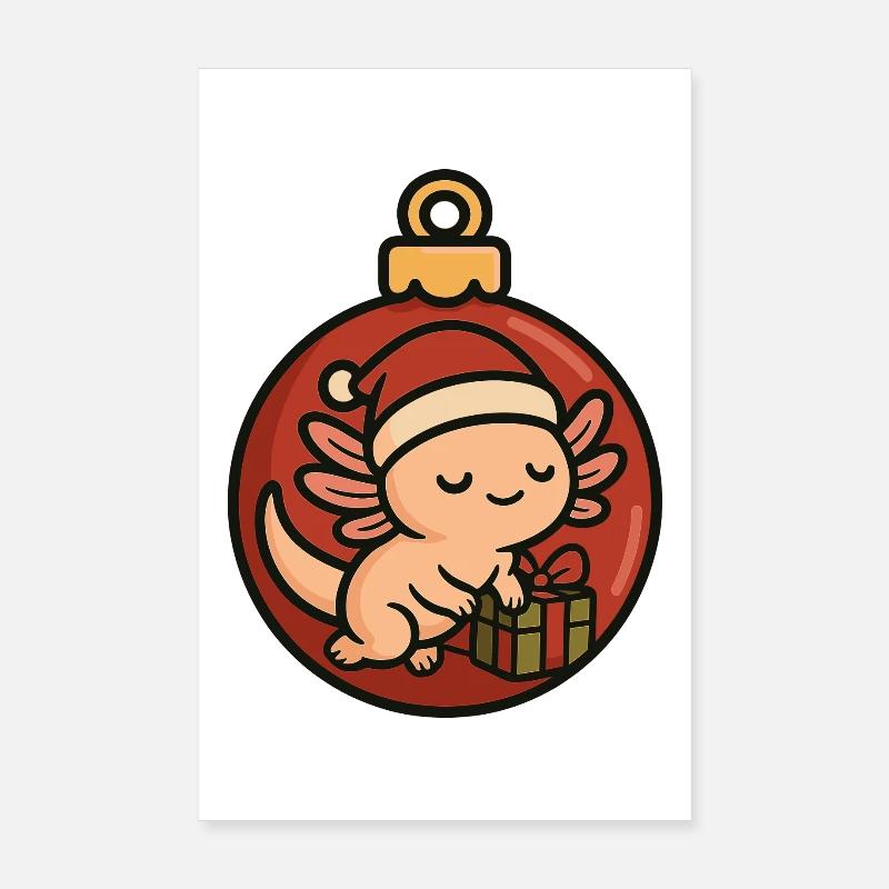 Weihnachts Axolotl – Christbaumkugel Design Poster 20x30 cm