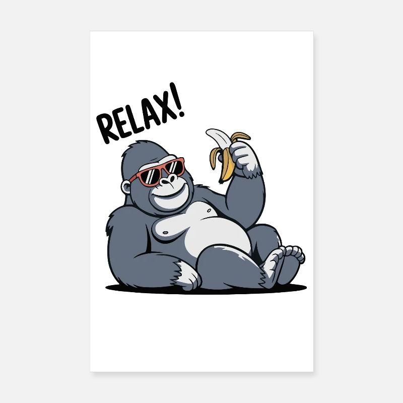 Relaxed Banana Gorilla Poster 8" x 12" (20x30 cm)